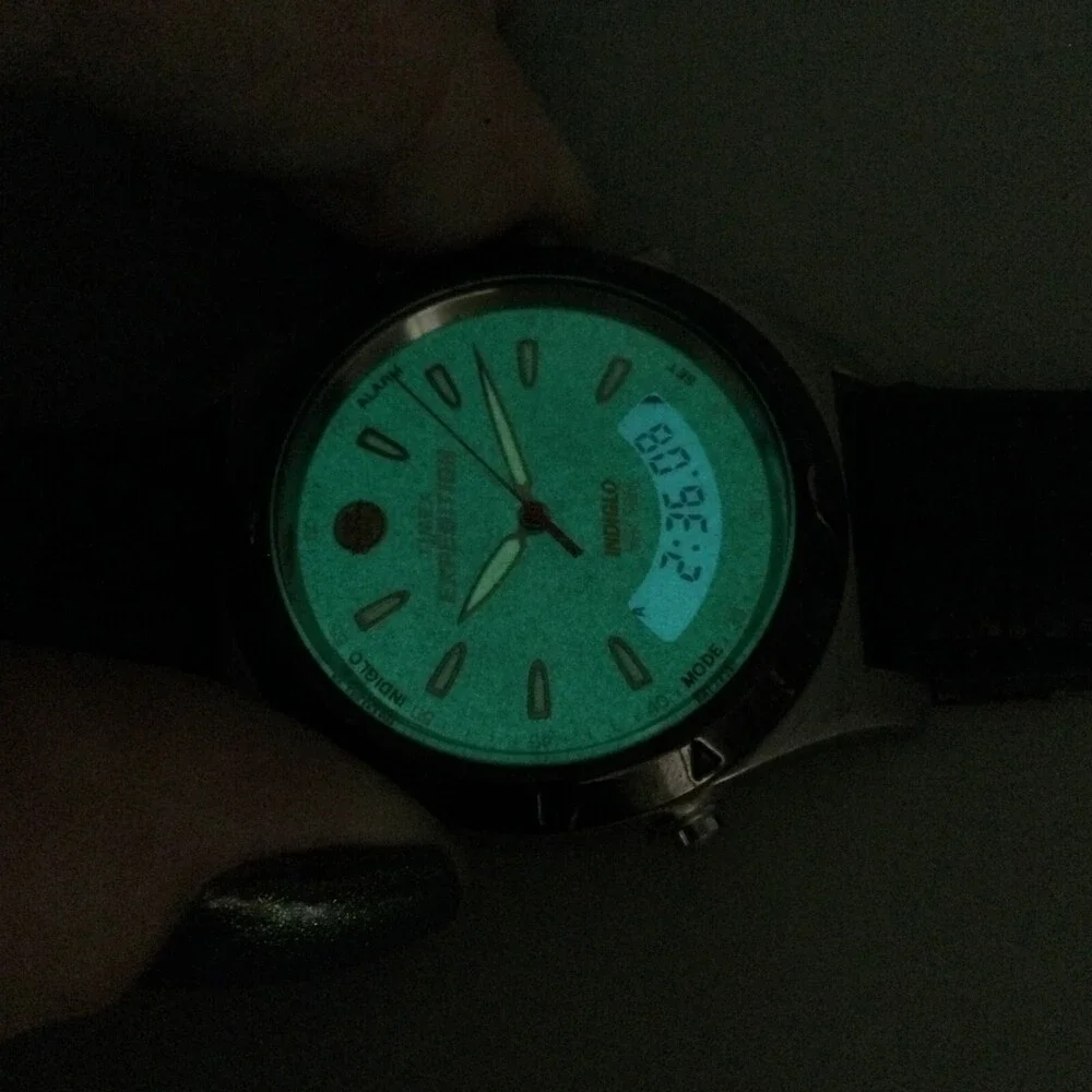 Timex Expedition Watch Men Indiglo 37mm Green Dial Analog Digital New Battery - Picture 3 of 15